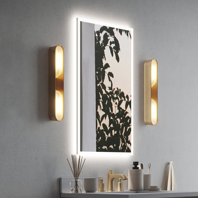 Aura 24? Rectangular Lighted Led Mirror With Defogger, Built-In Dimmer, And Adjustable Brightness, Vertical, Rectangle