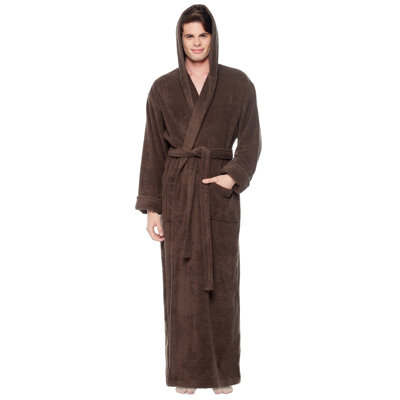 Bulloch Cotton Terry Cloth Ankle Bathrobe with Pockets and Hood