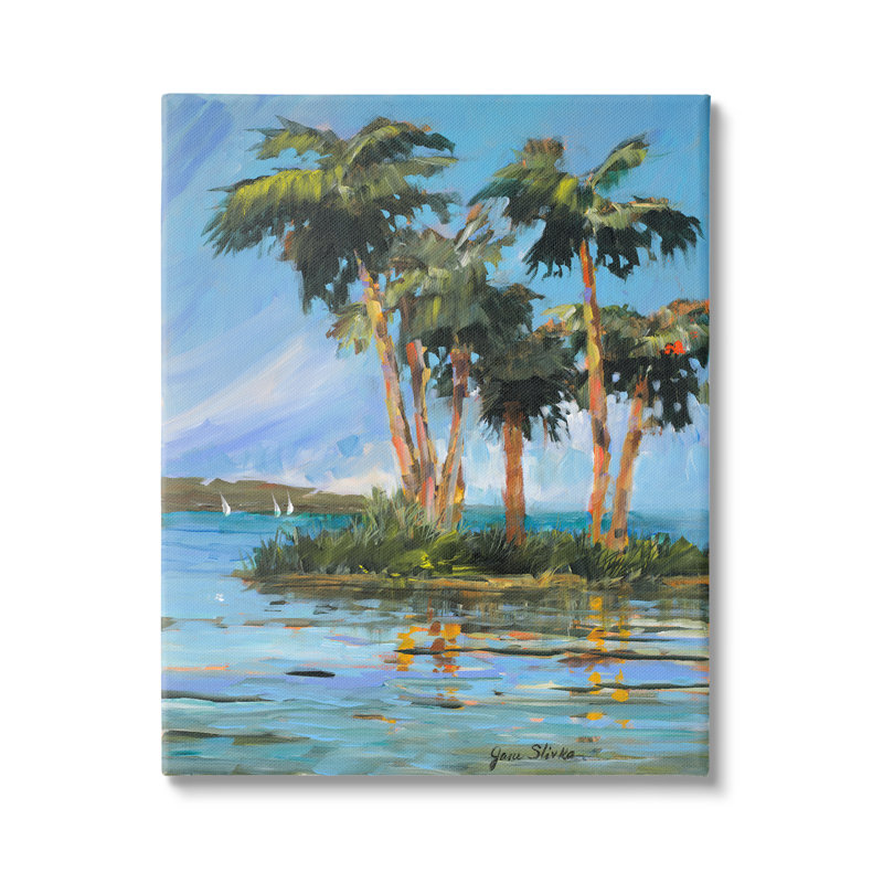 «Stupell Industries Palm Island», peinture sur toile par Jane Slivka, H 30 po x l 24 po x P 1,5 po