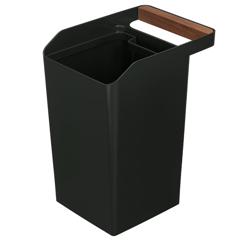 2 Gallon Black Plastic Square Trash Can Set with Handle