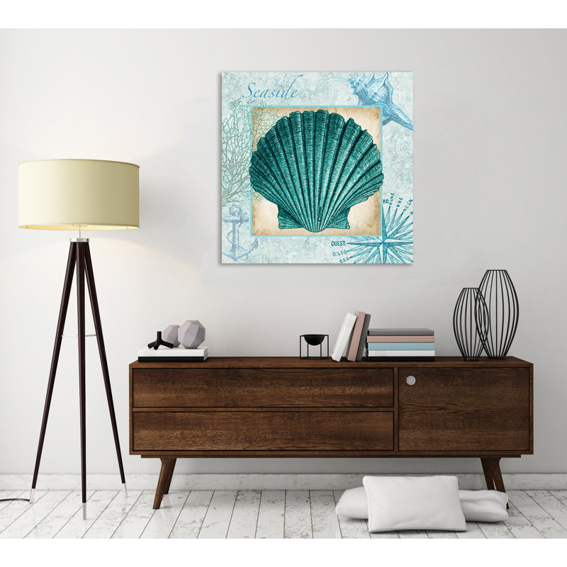 «Aqua Shell: Scallop» par Tre Sorelle Studios, reproduction d'art graphique sur toile, H 12 po x l 12 po