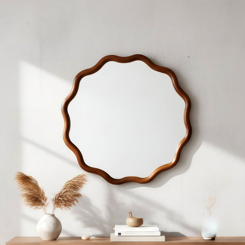 Miroir décoratif en bois pour chambre à coucher, salon, entrée, Dark Brown