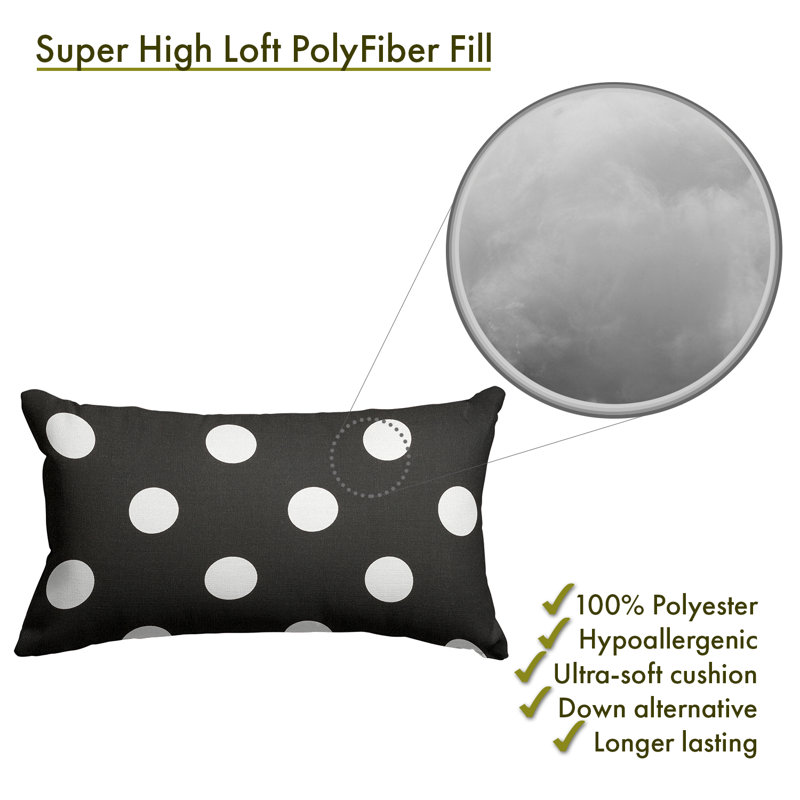 Black and White Polka Dot Cotton Small Throw Pillow