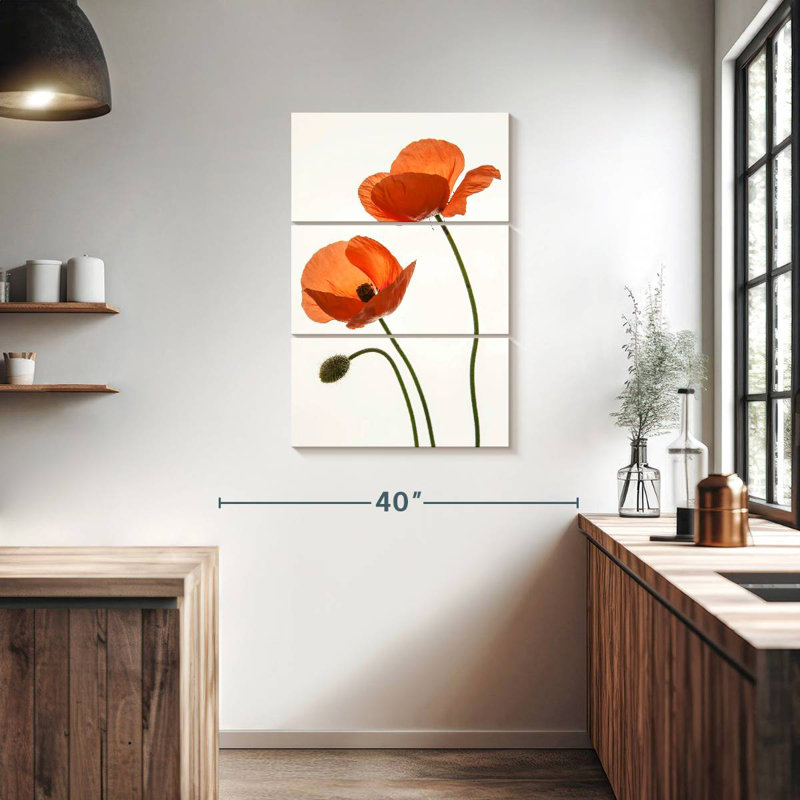 Fleurs de pavot orange Harnek, H 38 po x l 24 po