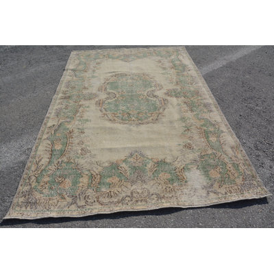 Tapis rétro, tapis turc, tapis de cuisine verts, tapis tissé à plat, grand tapis 5,7 x 8,8 pi