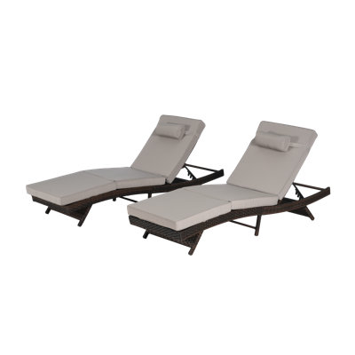 Ensemble de chaises d'extérieur inclinables en osier pour se détendre et se faire bronzer