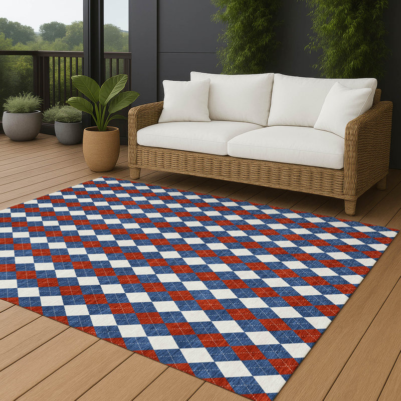 Machine Washable Indoor/Outdoor Chantille ACN2754 Americana Rug, 8' x 10'