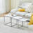 Living Room Nesting Coffee Table Set Of 3 High Glossing Marble Effect, Small Square Side Sofa Table 3 In 1 Nested Table Corner Little End Table Stackable Wood Tabletop With Chrome Frame (Black Marble)-1480114708
