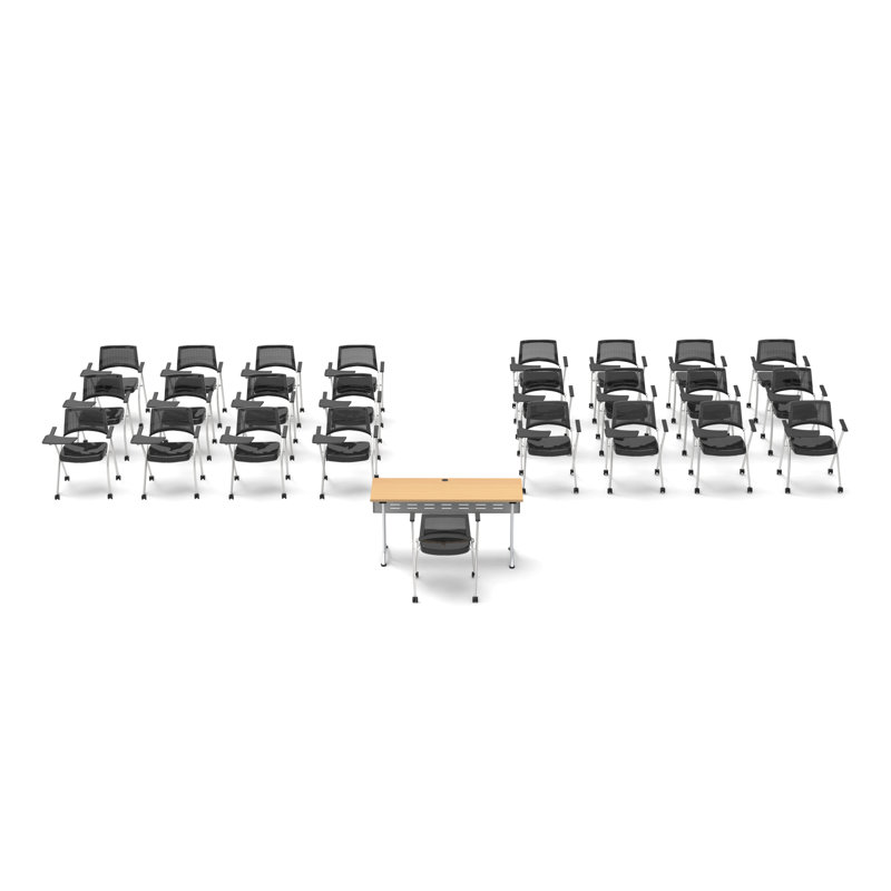 Novelty 25 Person Flip Top 22'' L Modular Training Table And Chair Set and Chair Set with Casters and Modesty Panel