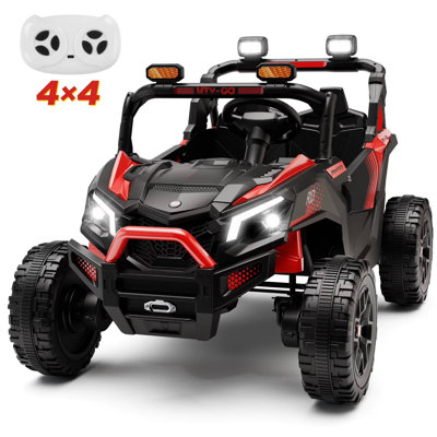 24V 4WD Kids UTV Rid On Car, Extra-Wide 2-Seater with Parent Remote, Music & LED Lights
