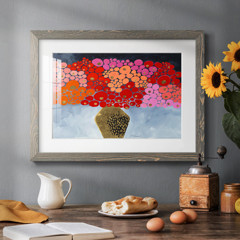 Coquelicots rouges II, H 18 po x l 26 po x P 1,5 po, Gris