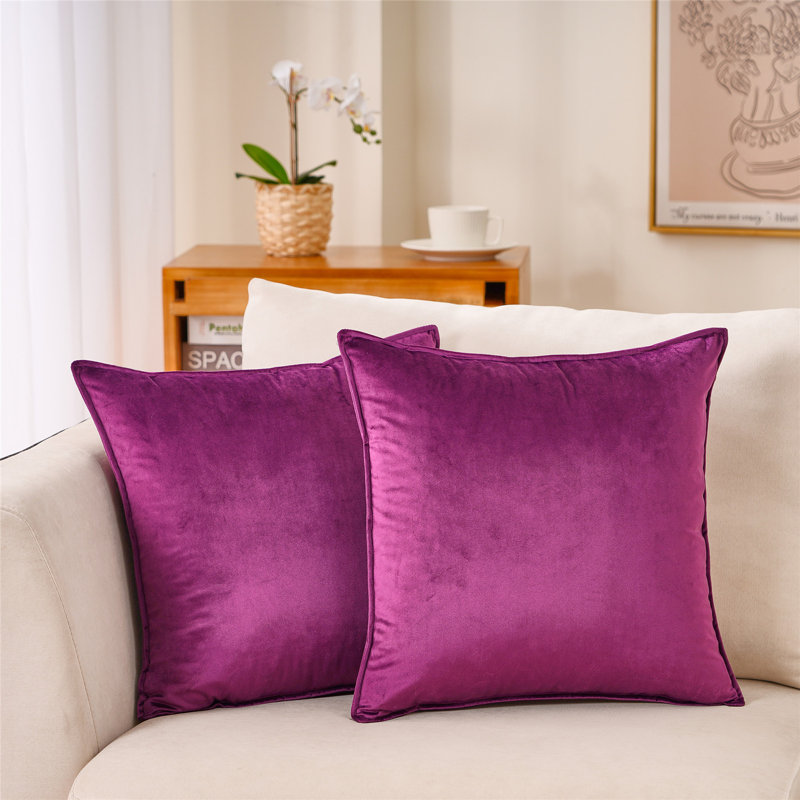 Coussin décoratif en velours , Mauve clair