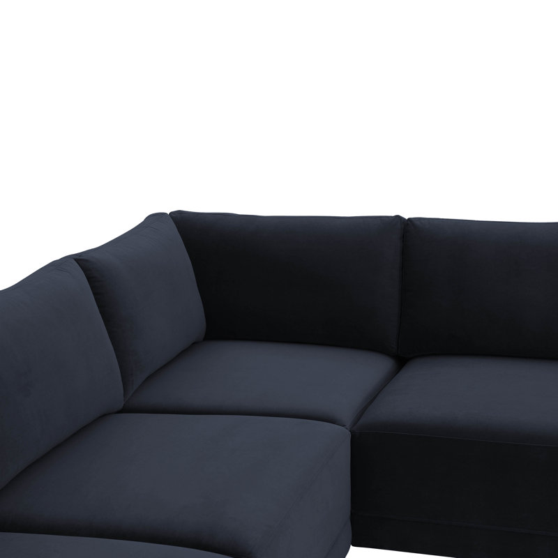 Canapé modulaire réversible 5 pièces Deirdre, Velours bleu marine