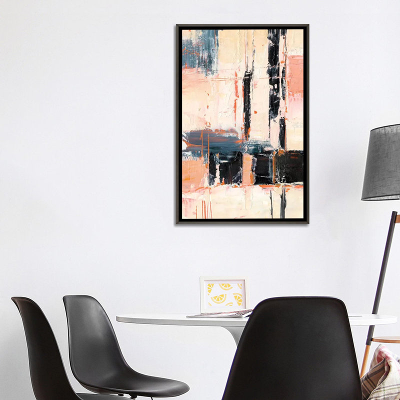 Corail et sable II par Ethan Harper - reproduction d'art, H 40 po x l 26 po x P 1,5 po, Pas de tapis, Toile avec cadre gris