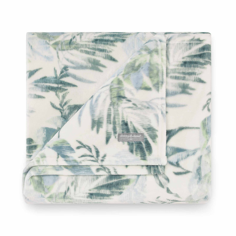 Green and White Cotton Fleece Reversible Throw Blanket