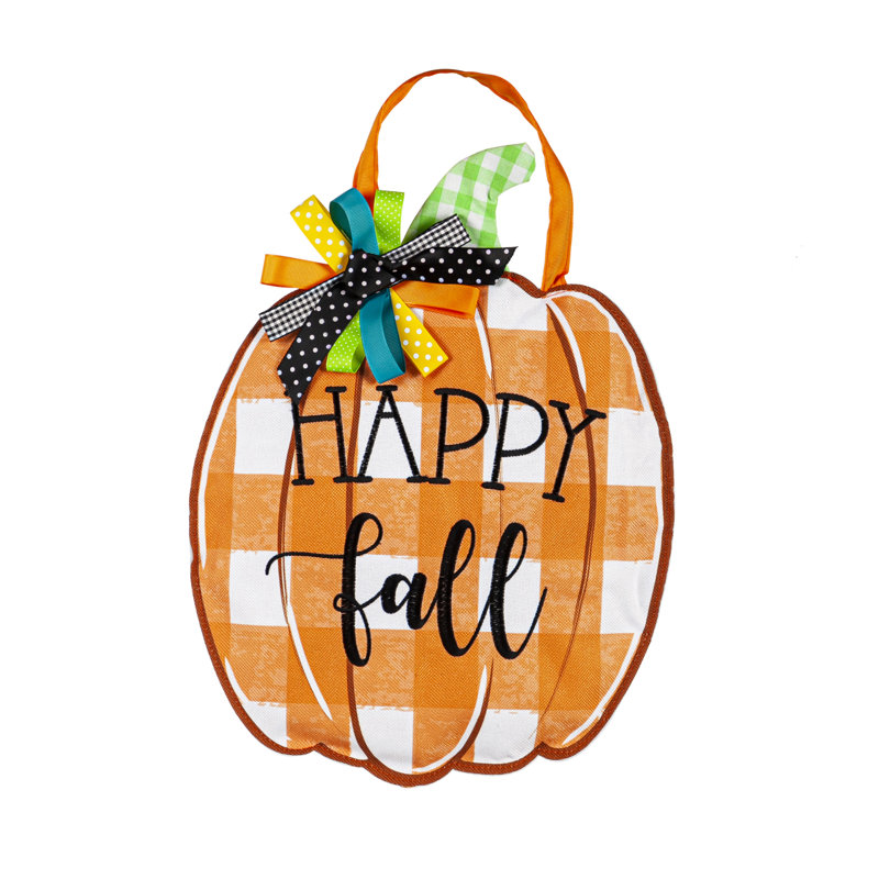 Décoration de porte citrouille Happy Fall