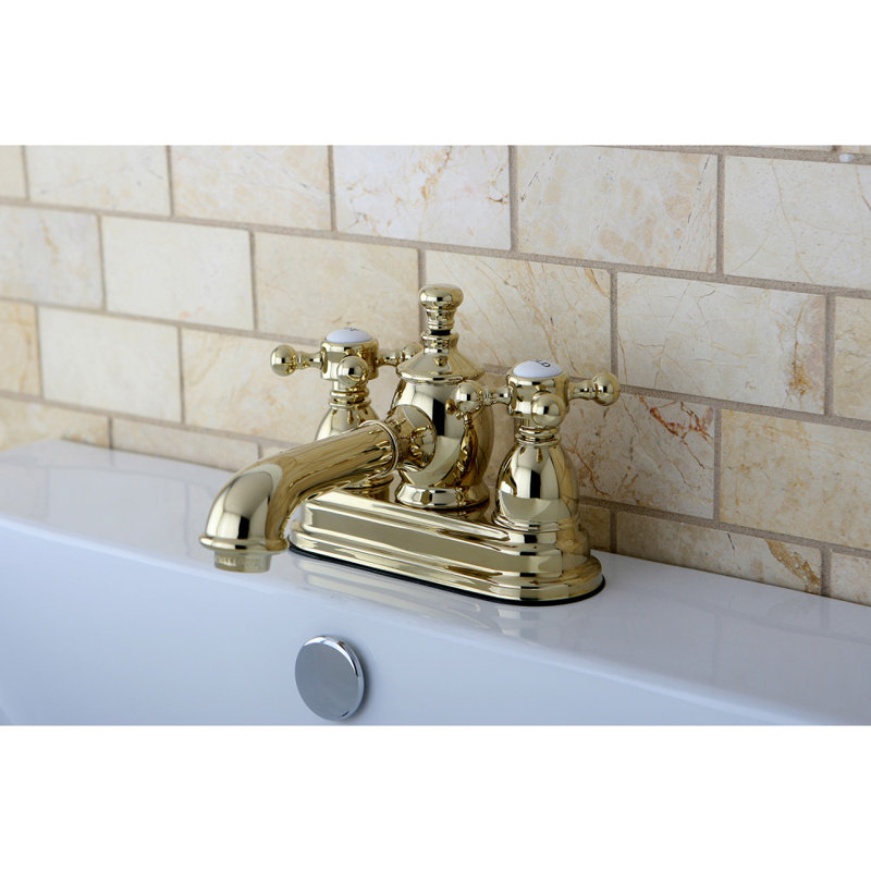 Robinet de salle de bain central à 4 poignées à 3 trous à fixation sur le comptoir avec laiton escamotable Kingston