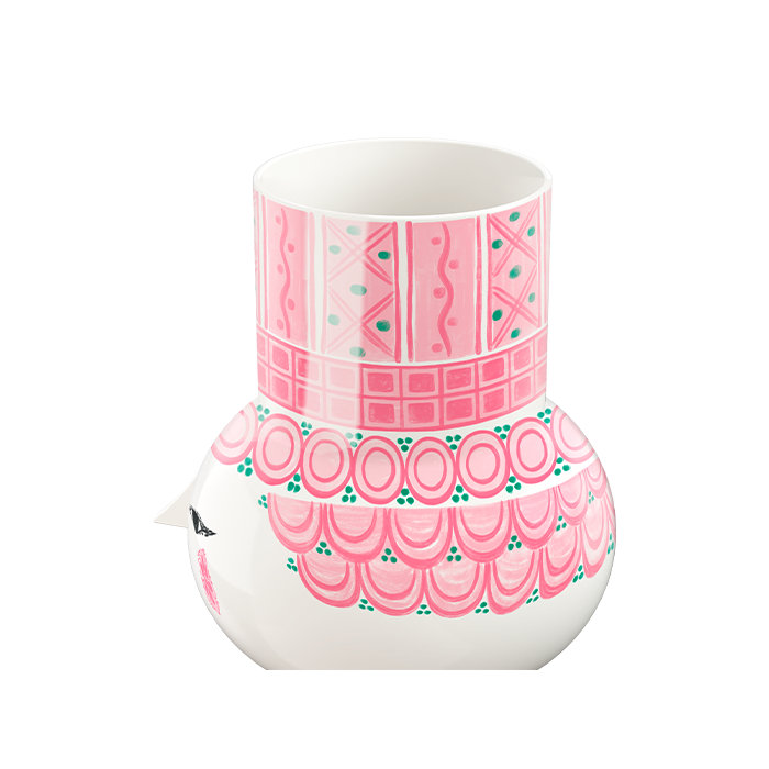Olga Vase, Blue, H: 7.9", 5.9" H x 5.1" W x 5.1" D, Pink