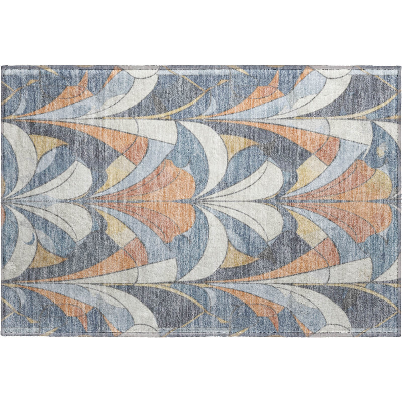 Premium Machine Washable Mayfield modern Rug, Denim, 1'8" x 2'6"