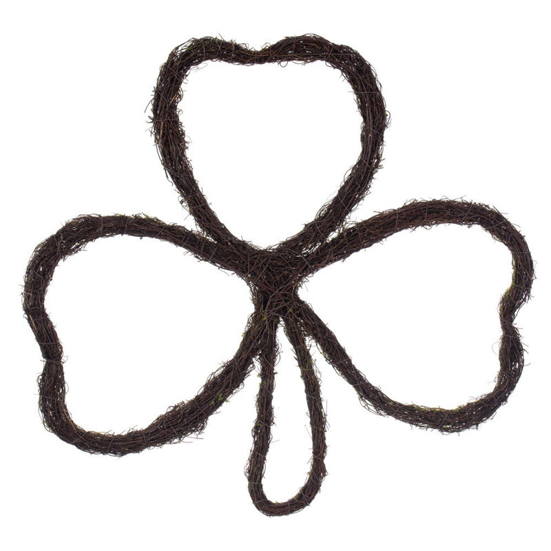Vickerman 24"H x 24"W Shamrock Outline Wreath. Made of natural twigs with a hint of artificial moss.