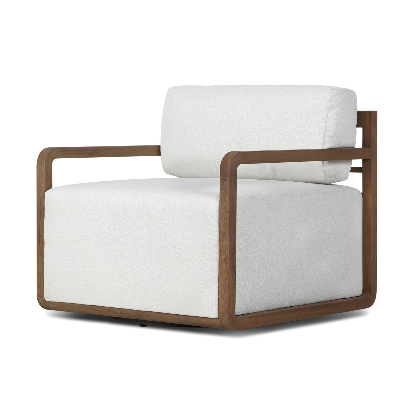Navarre Swivel Teak Outdoor Lounge Chair, Alessi Linen
