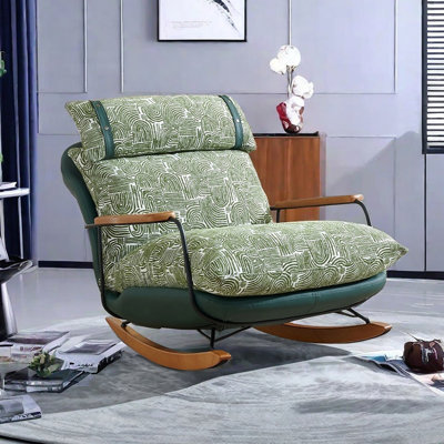 Wide Back Rocking Chair with Detachable Cushion