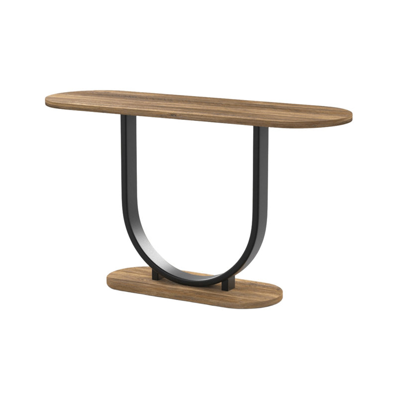 Table de canapé industrielle l 46,6 po, chêne rustique / noir sable