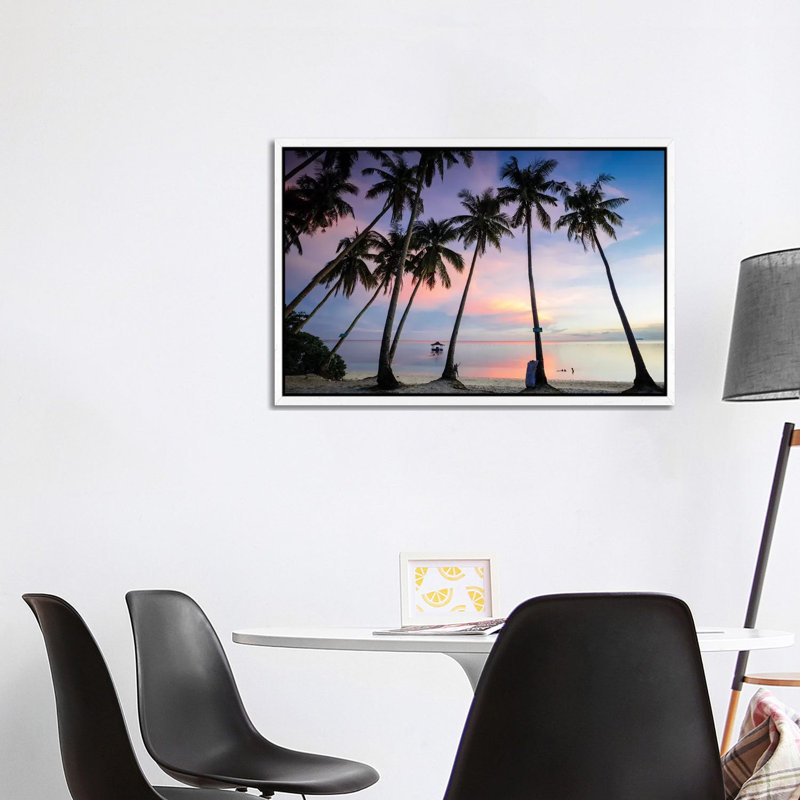Beach Sunset, Philippines 1 Piece Wall Art on Canvas, 66.04cm H x 101.6cm W x 3.81cm D, White Floater Framed