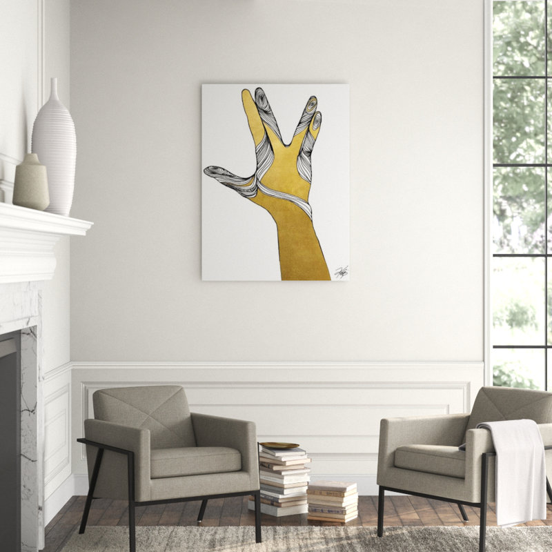 Sign Language VIII Print by Kelli Ellis, 32" H x 24" W x 1.5" D, Gilded Gold