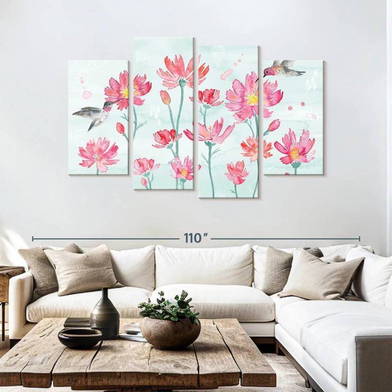 Harnek fleurs et plumes III, H 54 po x l 84 po