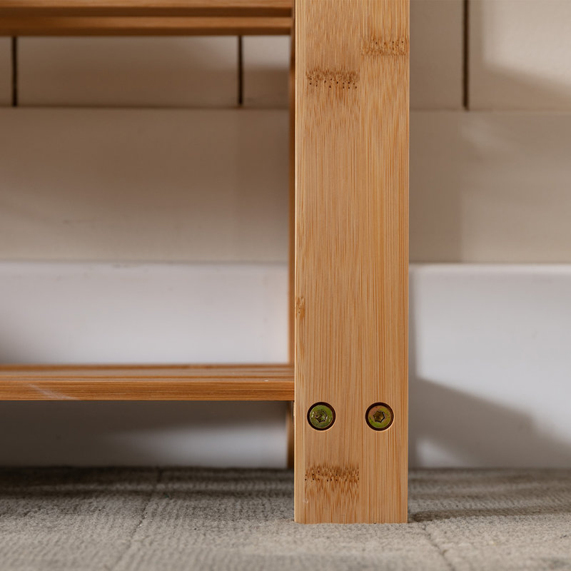 10 Pair Stackable Shoe Storage Bench, Natural