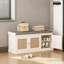 Banc de rangement pour chaussures avec portes, coussin de 39,4 po de largeur, housse amovible, tablettes flexibles réglables au design tissé pour la chambre à coucher et amplement d'espace pour 9 paires, positions de tablettes, sièges confortables-131300904