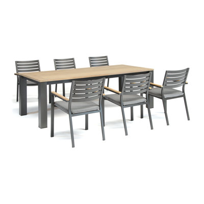 Elba Rectangular 6 - Person 87"" Dining Set with Cushions -  Kettler USA, 393101-0200K1CS