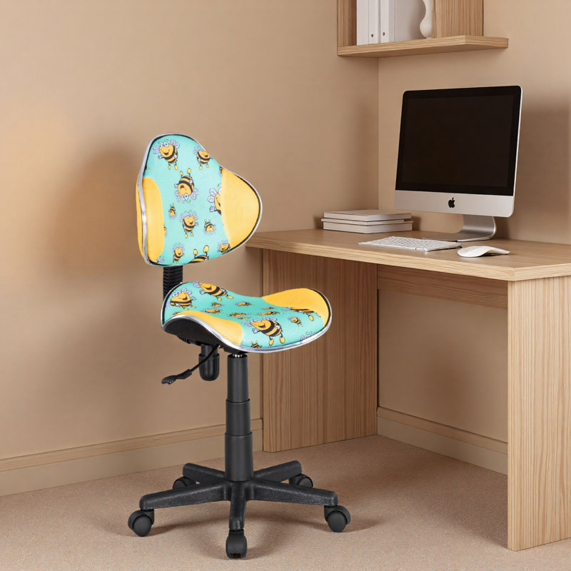 Chaise de bureau pivotante à 360 ° Aldous avec dossier en filet et hauteur réglable, Abeille jaune