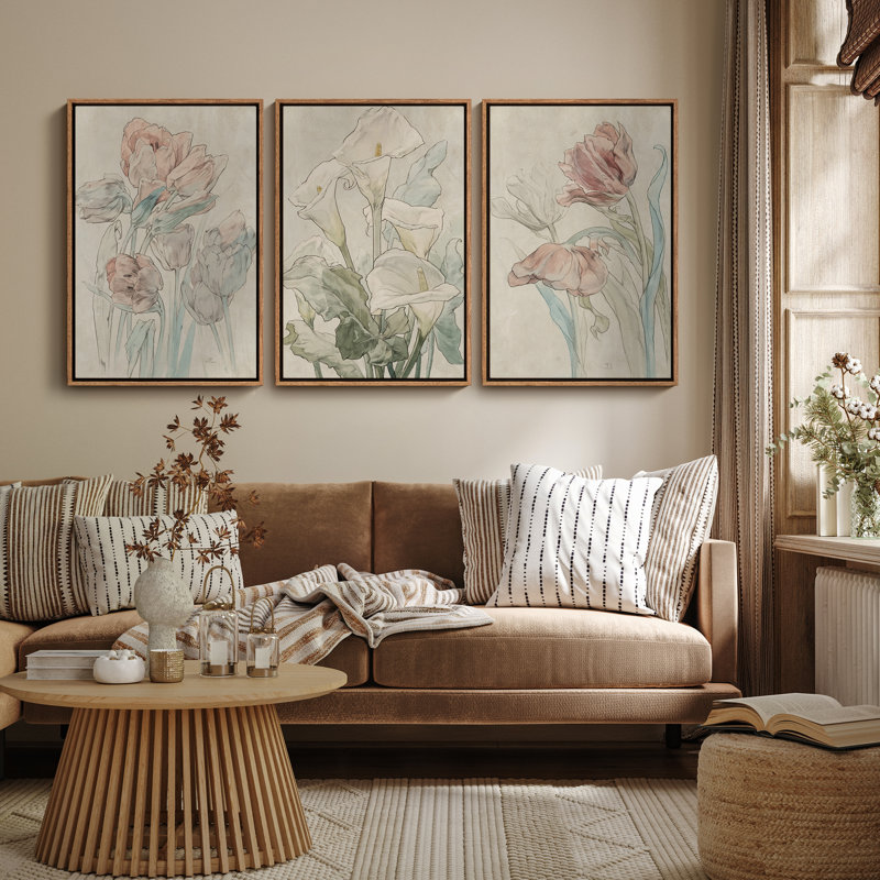 Art mural encadré, rétro, antique, classique pour chambre à coucher - 16 po x 24 po x 3 panneaux, Naturel, H 24 po x l 16 po