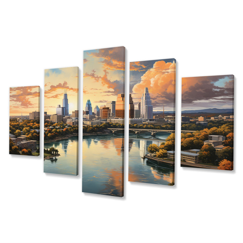Austin Dynamic Cityscape IV sur toile, 5 pièces