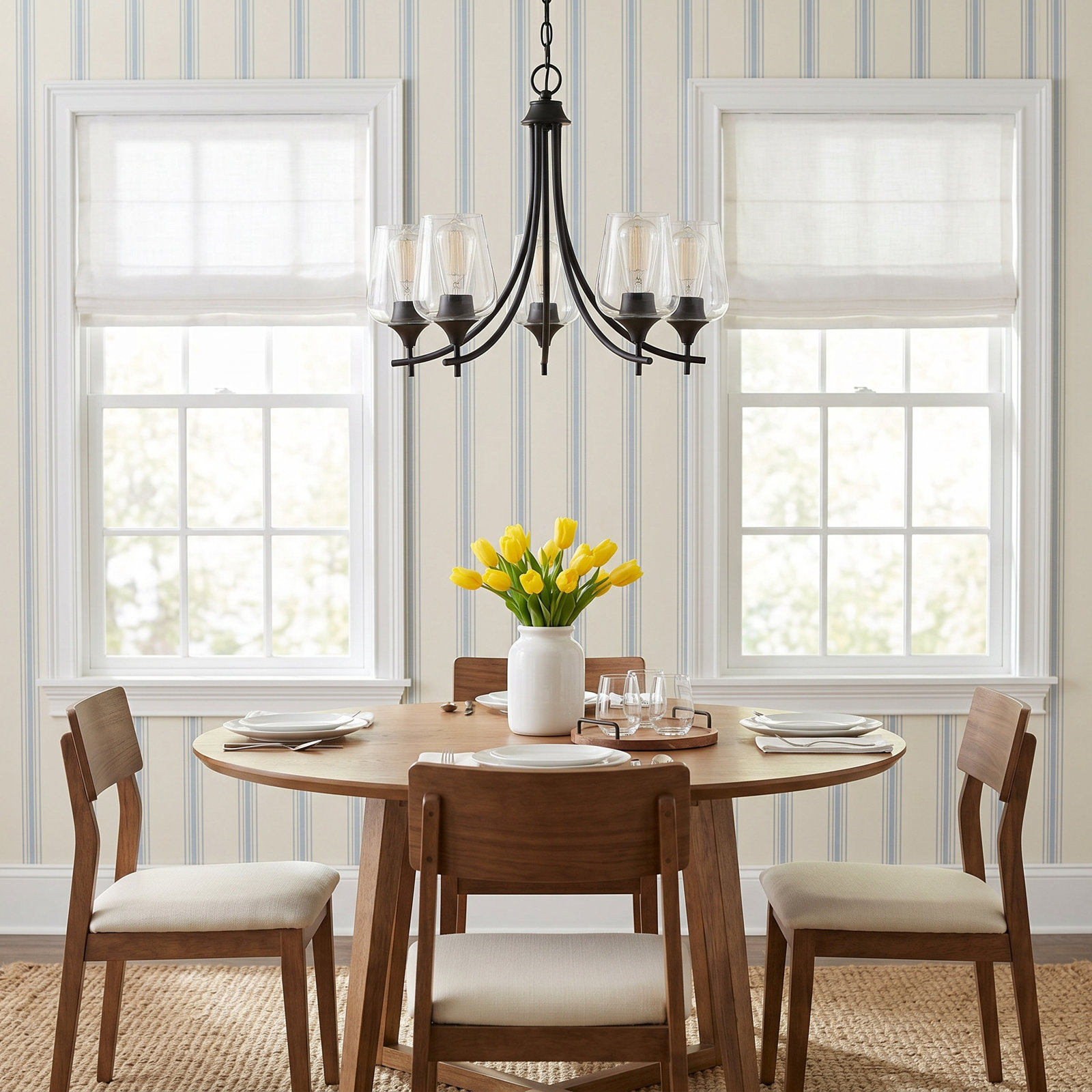 Breena 5-Light Chandelier, Matte Black, Clear