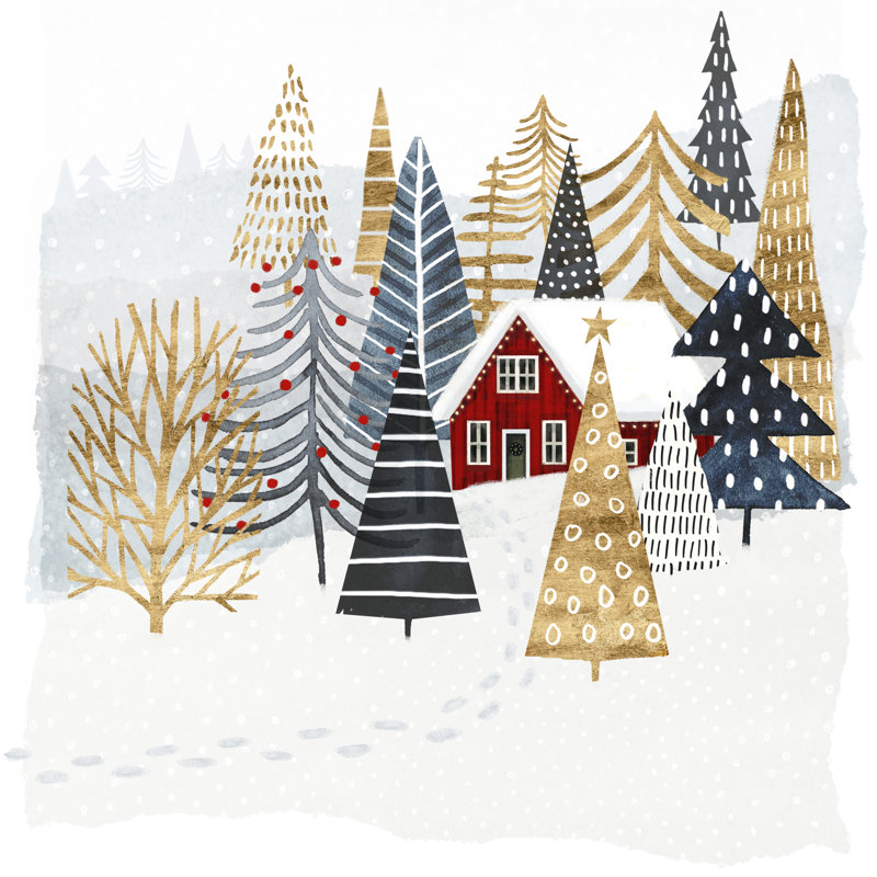 Christmas Chalet I by Victoria Borges - Wrapped Canvas Painting, 30cm H x 30cm W x 3.8cm D