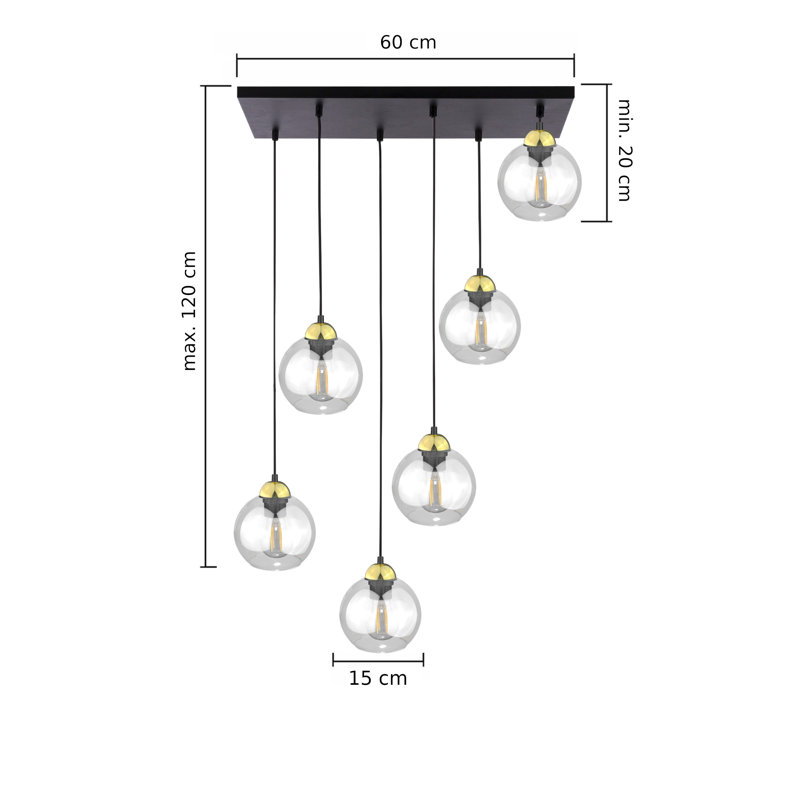 Betts 6 - Light Kitchen Island Pendant, Black/Gold