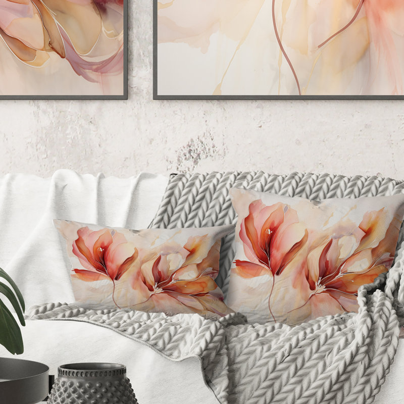Coussin Peach Petal Dance - Abstract Botanicals