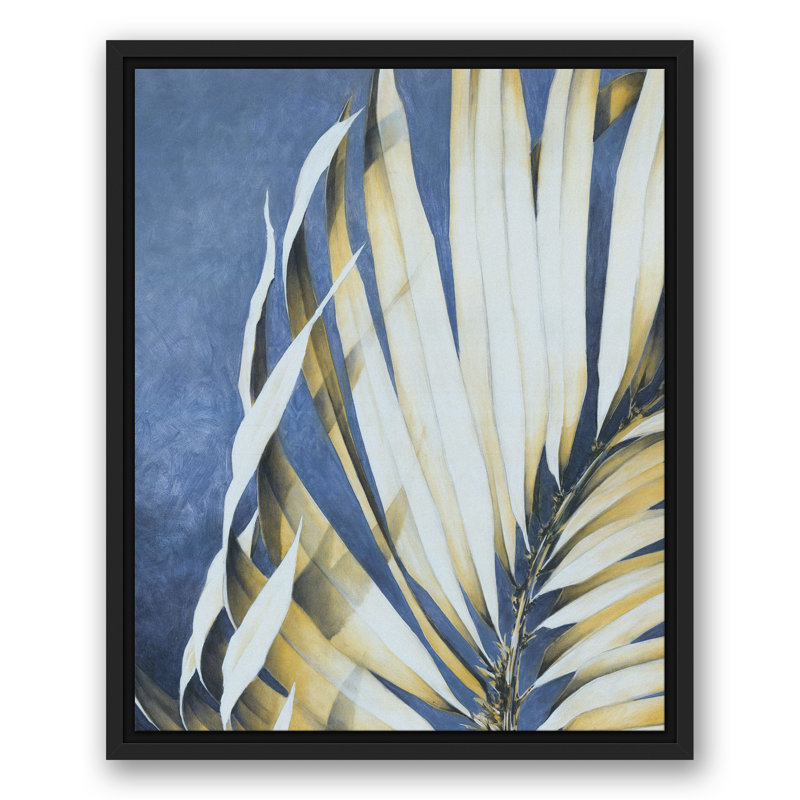 Feuilles de palmier sur fond bleu, H 21,75 po x l 17,75 po