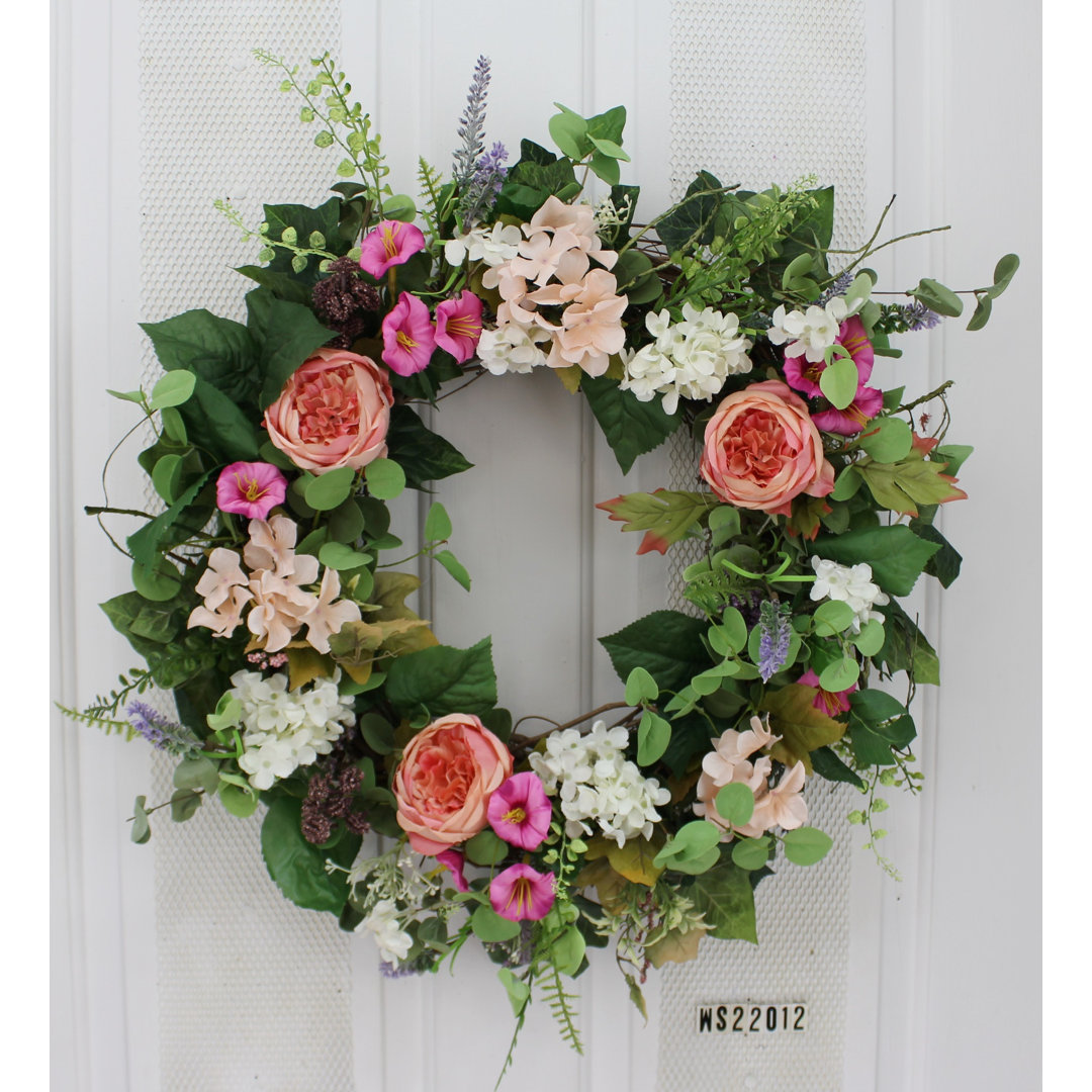 Handcrafted Faux Rose Foam 24'' Wreath Primrue