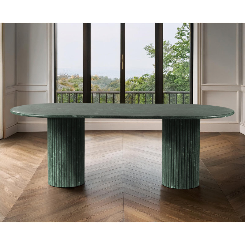 Messina Dining Table, Green Marble