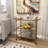 Metal Rolling 3 Mirrored Shelves Bar Cart with Handles