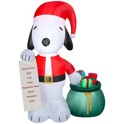 Airblown Christmas Light-Snoopy with List and Gift Sack-Value Scene-Peanuts