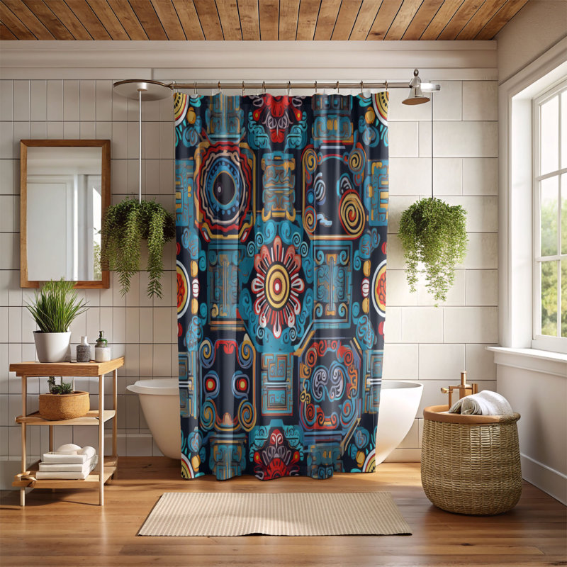 Native Textiles - Rideau de douche Premium, H 74 po x l 71 po