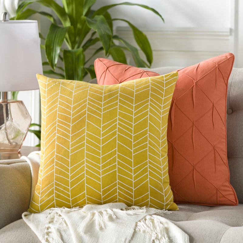 Pillow Cover B Throw, 20" x 20", Saffron/Cream