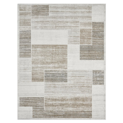Huseman Beige Cityscape Block Area Rug
