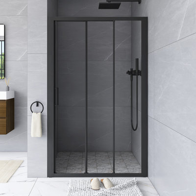 48 po X P 70 po H Porte de douche semi-encadrée au fini noir mat