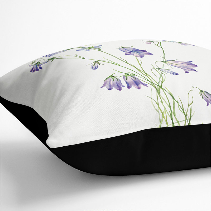 Harebell Square Throw Cushion, Black, 40cm H x 40cm W x 15cm D